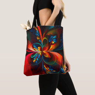 Modern Blommigt Abstrakt Art Orange Blue Mönster # Tygkasse