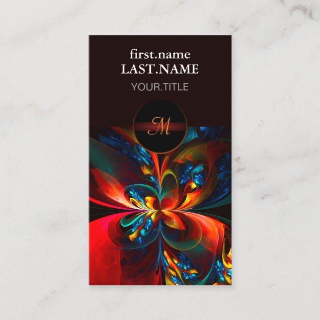 Modern Blommigt Abstrakt Art Orange Blue Mönster # Visitkort (Framsida)