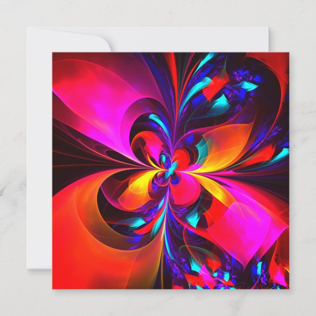 Modern Blommigt Abstrakt Art Red Blue Mönster #07 (Framsida)