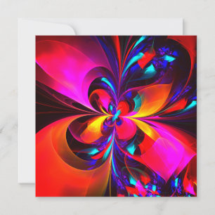 Modern Blommigt Abstrakt Art Red Blue Mönster #07