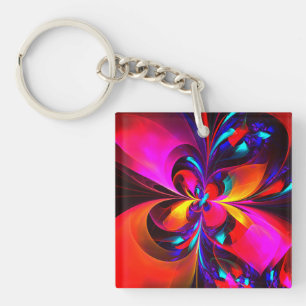 Modern Blommigt Abstrakt Art Red Blue Mönster #07