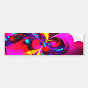 Modern Blommigt Abstrakt Art Red Blue Mönster #07 Bildekal