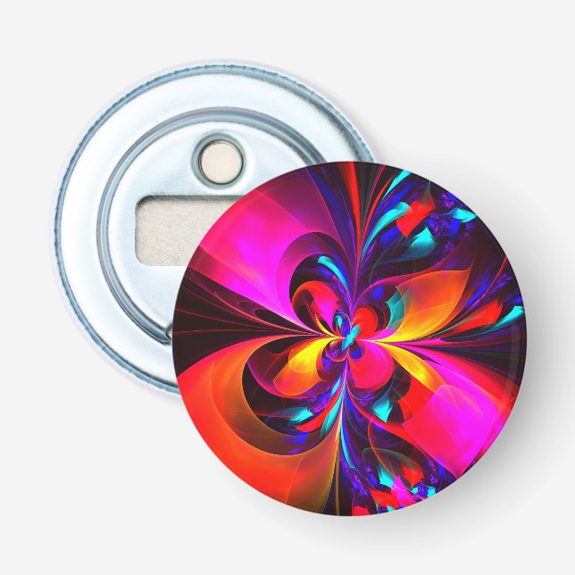 Modern Blommigt Abstrakt Art Red Blue Mönster #07 Flasköppnare (Framsidan)