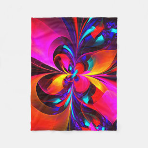 Modern Blommigt Abstrakt Art Red Blue Mönster #07 Fleecefilt