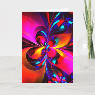 Modern Blommigt Abstrakt Art Red Blue Mönster #07 Kort
