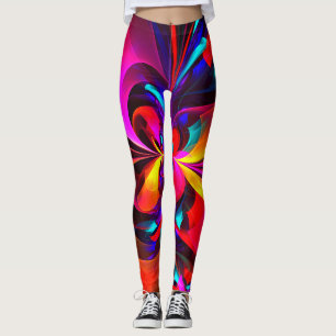 Modern Blommigt Abstrakt Art Red Blue Mönster #07 Leggings