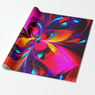 Modern Blommigt Abstrakt Art Red Blue Mönster #07 Presentpapper