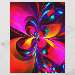 Modern Blommigt Abstrakt Art Red Blue Mönster #07 Reklamblad