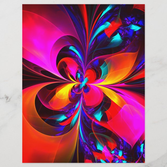 Modern Blommigt Abstrakt Art Red Blue Mönster #07 Reklamblad (Framsidan)