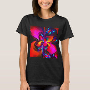 Modern Blommigt Abstrakt Art Red Blue Mönster #07 T Shirt