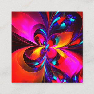 Modern Blommigt Abstrakt Art Red Blue Mönster #07 Tilläggskort