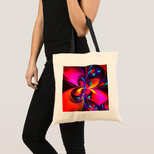 Modern Blommigt Abstrakt Art Red Blue Mönster #07 Tygkasse