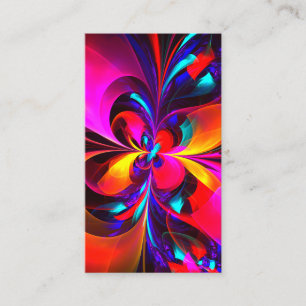 Modern Blommigt Abstrakt Art Red Blue Mönster #07 Visitkort