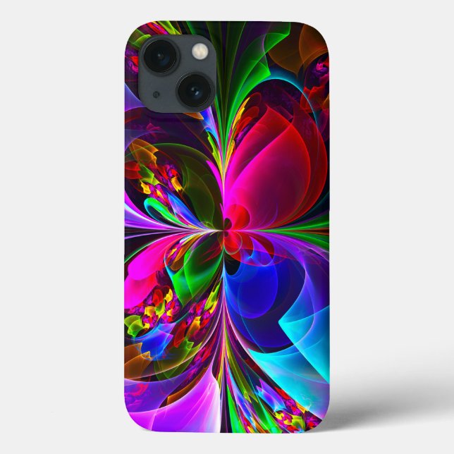 Modern Blommigt Abstrakt Art Red Blue Mönster #12 (Baksida)