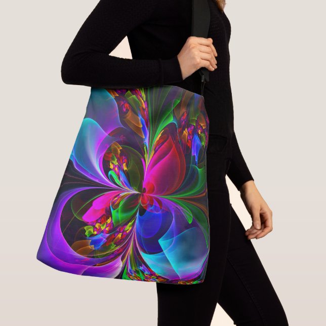 Modern Blommigt Abstrakt Art Red Blue Mönster #12 Axelväska (Närbild)