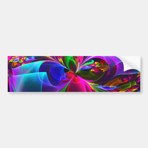 Modern Blommigt Abstrakt Art Red Blue Mönster #12 Bildekal