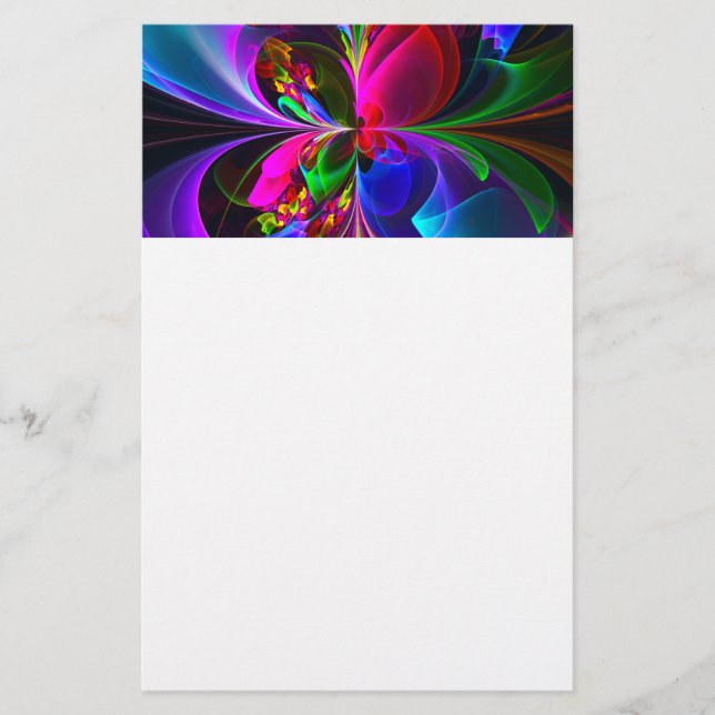 Modern Blommigt Abstrakt Art Red Blue Mönster #12 Brevpapper (Framsida)