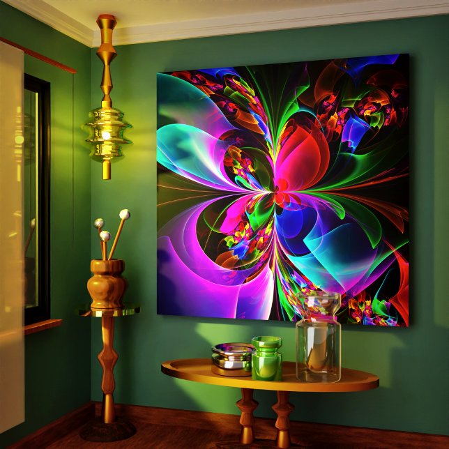 Modern Blommigt Abstrakt Art Red Blue Mönster #12 Canvastryck (Modern Floral Abstract Art Red Blue Pattern #12 Canvas Print)