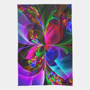 Modern Blommigt Abstrakt Art Red Blue Mönster #12 Kökshandduk