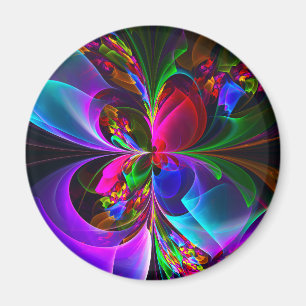 Modern Blommigt Abstrakt Art Red Blue Mönster #12 Magnet