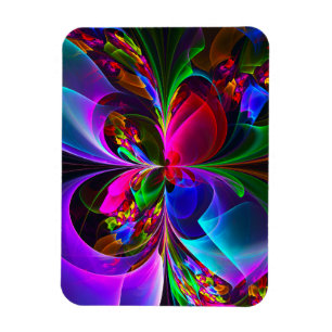 Modern Blommigt Abstrakt Art Red Blue Mönster #12 Magnet