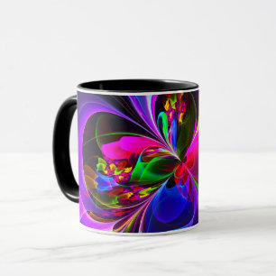 Modern Blommigt Abstrakt Art Red Blue Mönster #12 Mugg