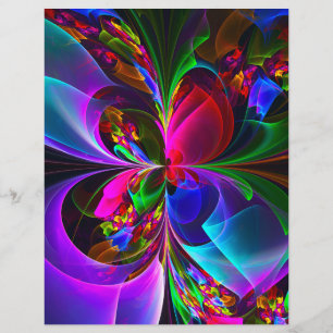 Modern Blommigt Abstrakt Art Red Blue Mönster #12 Reklamblad