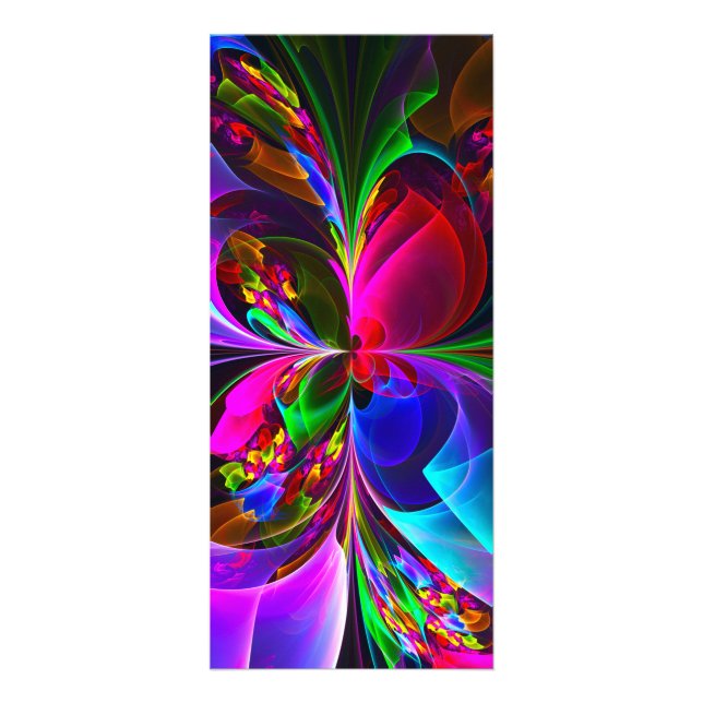 Modern Blommigt Abstrakt Art Red Blue Mönster #12 Reklamkort (Framsidan)