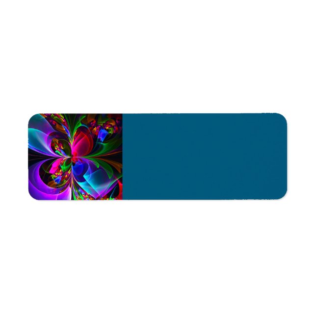 Modern Blommigt Abstrakt Art Red Blue Mönster #12 Returadress Etikett (Framsidan)