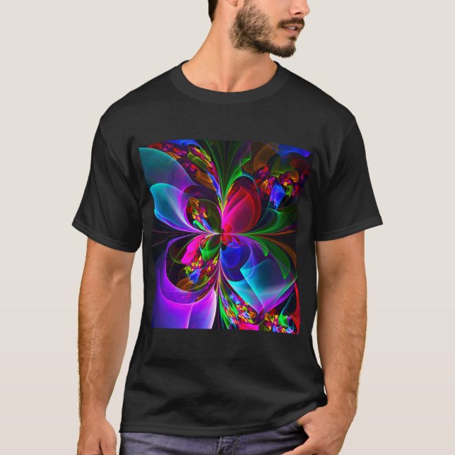 Modern Blommigt Abstrakt Art Red Blue Mönster #12 T Shirt (Framsida)