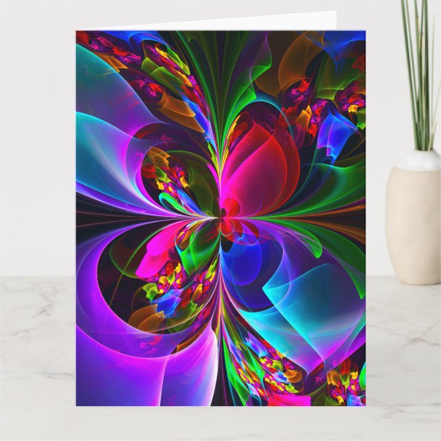 Modern Blommigt Abstrakt Art Red Blue Mönster #12 Tack Kort (Framsida)