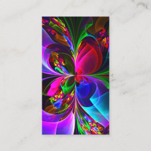 Modern Blommigt Abstrakt Art Red Blue Mönster #12 Visitkort