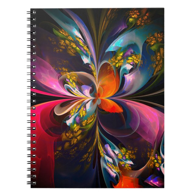 Modern Blommigt Abstrakt Art Red Blue Mönster #13 Anteckningsbok (Framsidan)