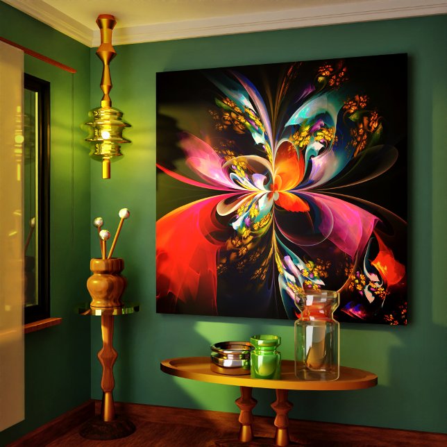 Modern Blommigt Abstrakt Art Red Blue Mönster #13 Canvastryck (Modern Floral Abstract Art Red Blue Pattern #13 Canvas Print)