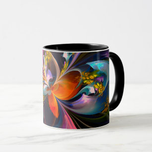 Modern Blommigt Abstrakt Art Red Blue Mönster #13 Mugg