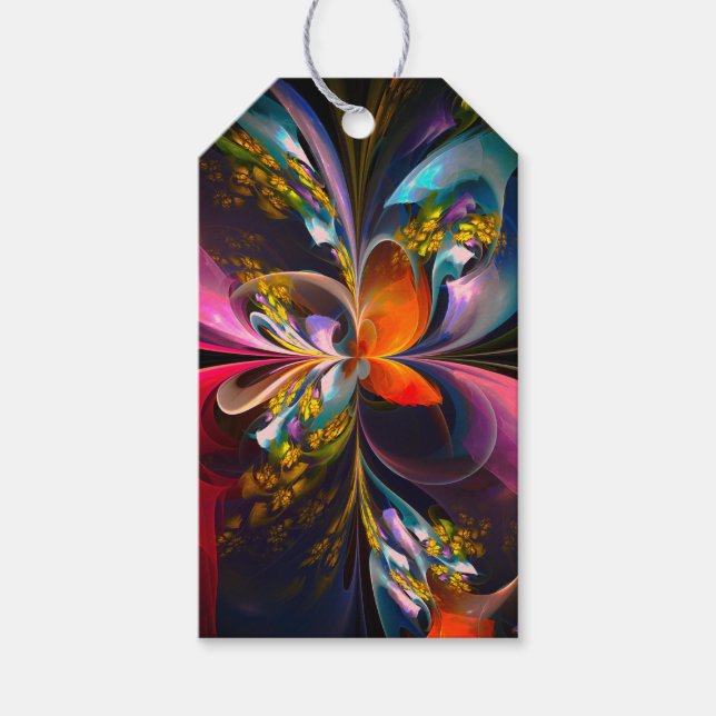 Modern Blommigt Abstrakt Art Red Blue Mönster #13 Presentetikett (Framsidan)