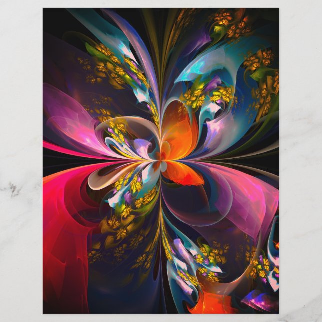 Modern Blommigt Abstrakt Art Red Blue Mönster #13 Reklamblad (Framsidan)