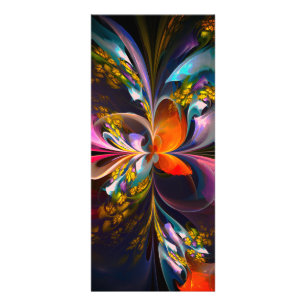 Modern Blommigt Abstrakt Art Red Blue Mönster #13 Reklamkort