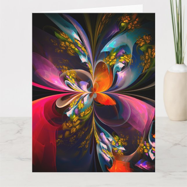 Modern Blommigt Abstrakt Art Red Blue Mönster #13 Tack Kort (Framsida)