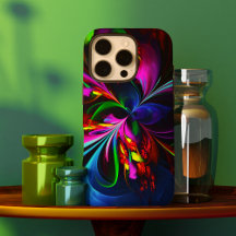 Modern Blommigt Abstrakt Art Red Blue Mönster #15