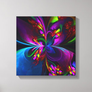 Modern Blommigt Abstrakt Art Red Blue Mönster #15 Canvastryck