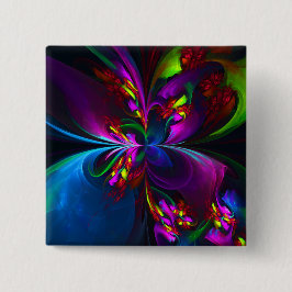 Modern Blommigt Abstrakt Art Red Blue Mönster #15 Knapp