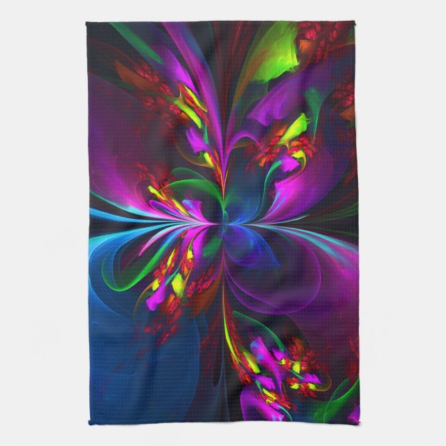 Modern Blommigt Abstrakt Art Red Blue Mönster #15 Kökshandduk (Vertikal)