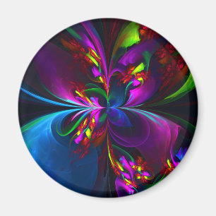 Modern Blommigt Abstrakt Art Red Blue Mönster #15 Magnet