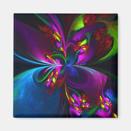 Modern Blommigt Abstrakt Art Red Blue Mönster #15 Magnet