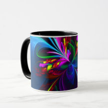 Modern Blommigt Abstrakt Art Red Blue Mönster #15
