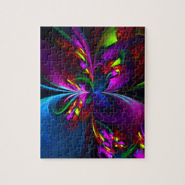 Modern Blommigt Abstrakt Art Red Blue Mönster #15 Pussel (Vertikal)
