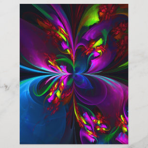 Modern Blommigt Abstrakt Art Red Blue Mönster #15 Reklamblad