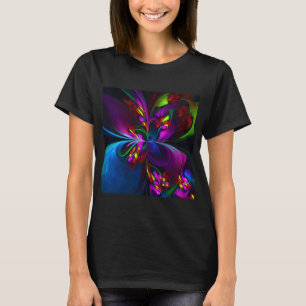 Modern Blommigt Abstrakt Art Red Blue Mönster #15 T Shirt