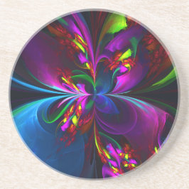 Modern Blommigt Abstrakt Art Red Blue Mönster #15 Underlägg